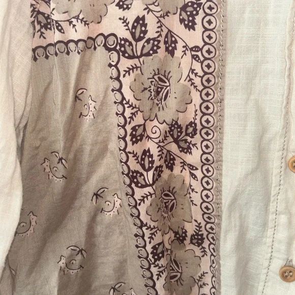 Cream and White Embellished Free People button down top - Picture 4 of 6
